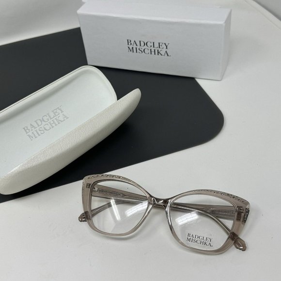 Badgley Mischka Maxina With Gem Stones Almond 52 [] 17 Eyeglasses Frame Cat Eye - Picture 2 of 14